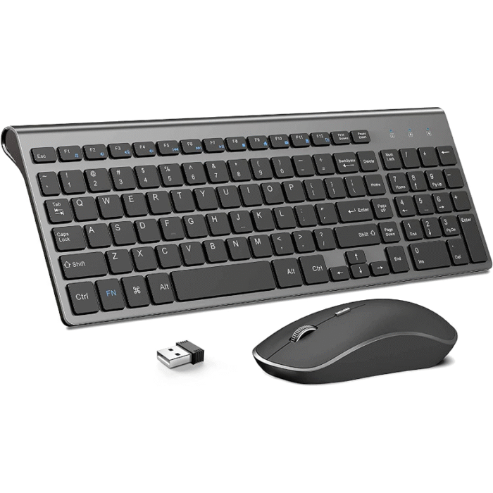Wireless Keyboard and Mouse J JOYACCESS 2.4G Ergonomic and Slim Wireless Computer Keyboard Mouse Designed for Windows, PC, Laptop,Tablet Black Grey