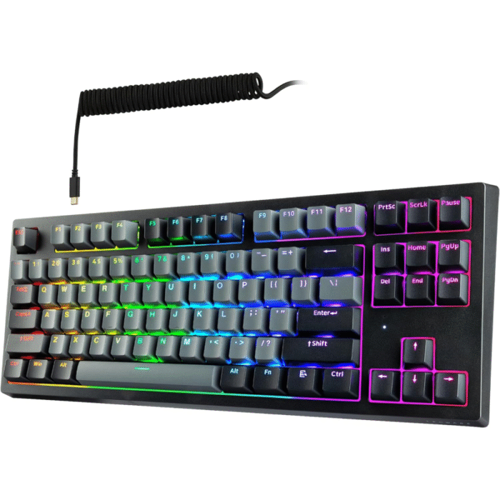 TECWARE ELITE Phantom+ 87-Key RGB Wireless / BT5.0 Mechanical Keyboard (Black) Wraith Orange Switch (Prelubed, 45g Tactile) Per Key Color and Lighting