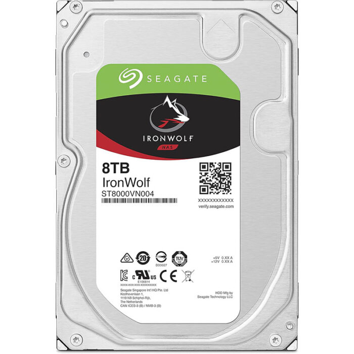 Seagate IronWolf 8TB, NAS internal Hard Drive, HDD, 3.5 Inch, 7200 U/Min, CMR, 256 MB Cache, SATA 6 Gb/s, Modellnr: ST8000VN004