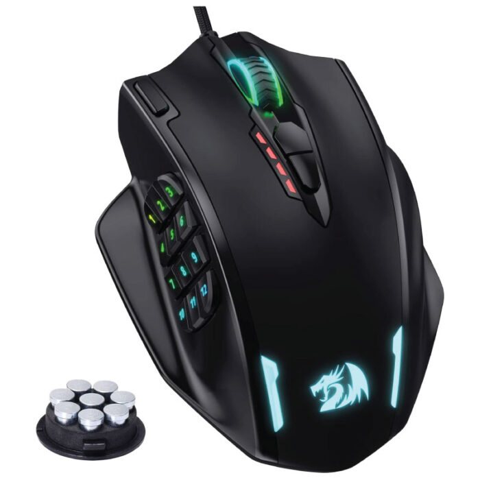 Redragon M908 Impact RGB LED MMO Mouse with Side Buttons Optical Wired Gaming Mouse with 12,400DPI, High Precision, 20 Programmable Mouse Buttons