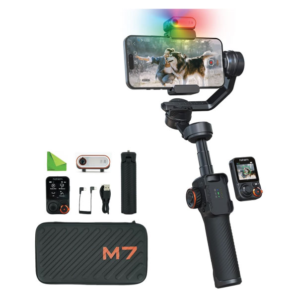 Hohem iSteady M7 Gimbal Stabilizer for iPhone,Phone Gimbal/Smartphone Gimbal w/AI Tracking,Detachable Touchscreen Remote,Extension Pole,Magnetic Fill Light for Video Recording - Hohem M6 Kit Upgrade