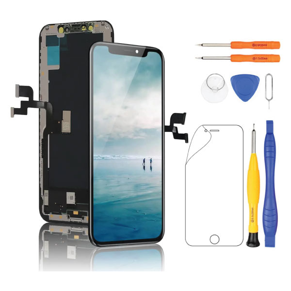 Display Replacement 3D Touch Digitizer Glass Assembly 5.8 inch Black, With Repair Tool Kit, Tempered Glass, Compatible with Model A1865, A1901, A1902
