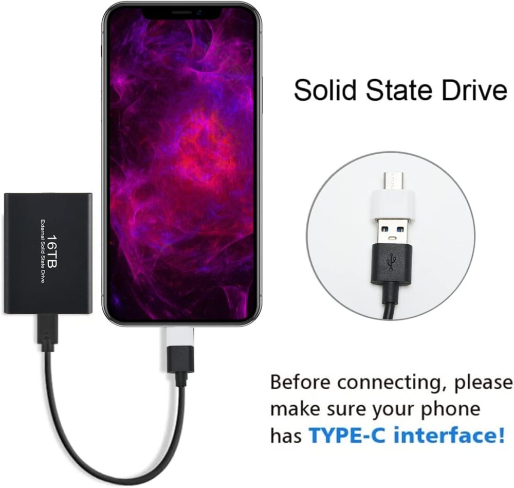External Solid State Drive，External Hard Drive 16TB Portable Hard Drive External Hard Drive High Speed USB 3.1 External HDD 16TB for Mac, PC, Laptop - Image 6