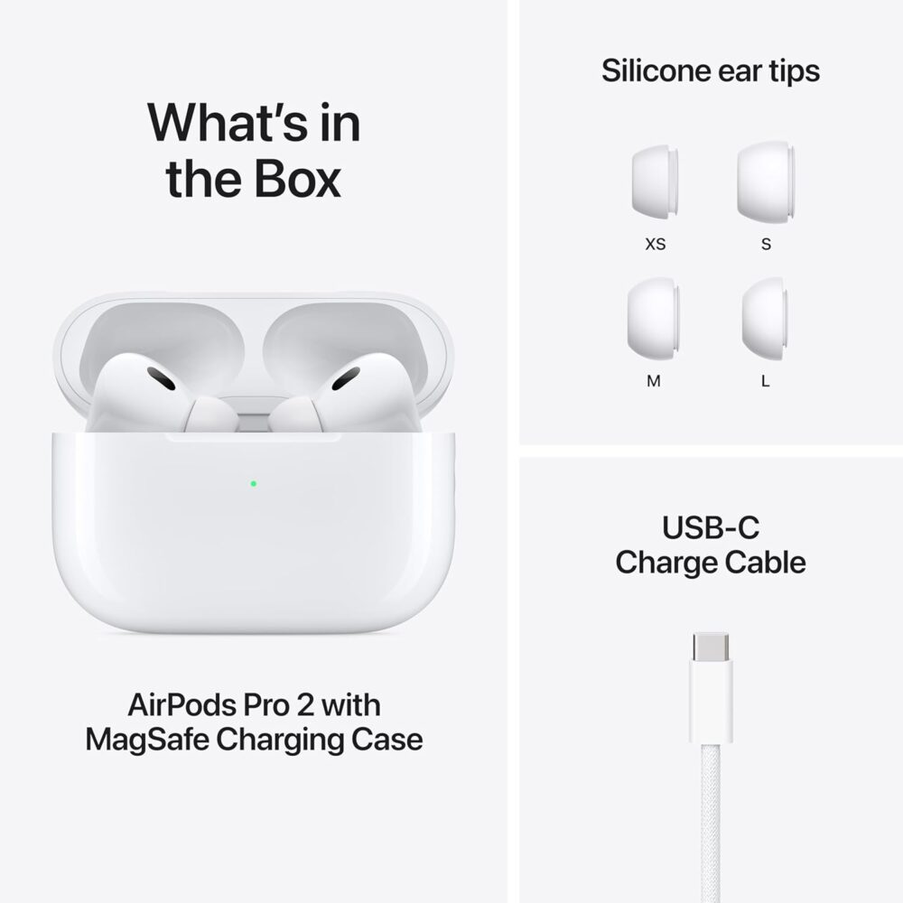 Apple AirPods Pro 2 Wireless Earbuds, Bluetooth Headphones, Active Noise Cancellation, Hearing Aid Feature, Transparency, Personalized Spatial Audio, High-Fidelity Sound, H2 Chip, USB-C Charging - Image 3