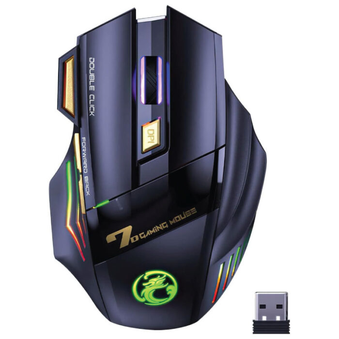 Clocell Wireless Mouse, Gaming Mouse, Dual Mode (Bluetooth 5.1 + USB) 2.4GHz, Wireless Mouse Gaming with RGB Backlit, 25Hrs for Windows/Mac, Rechargeable