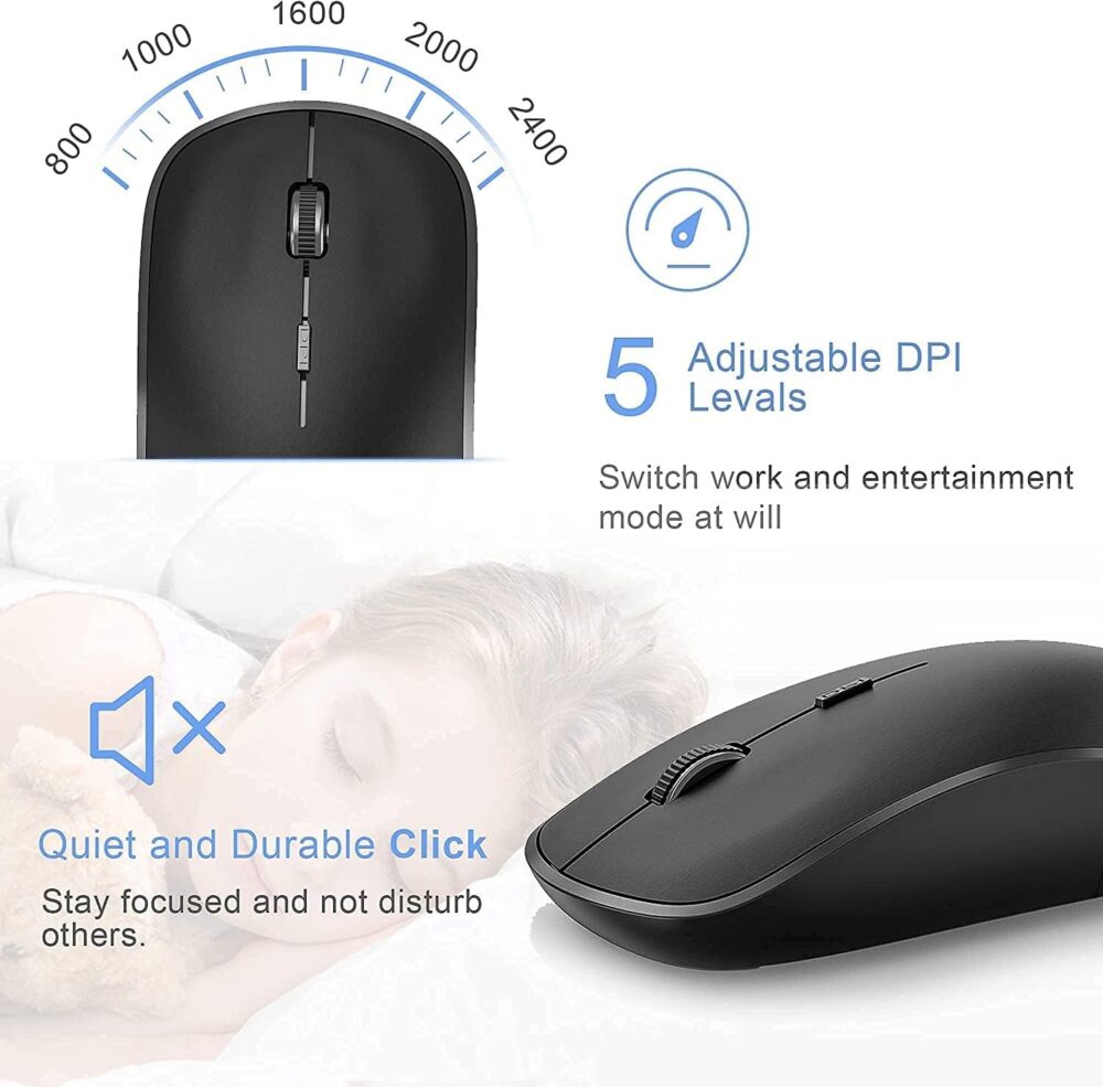 Wireless Keyboard and Mouse J JOYACCESS 2.4G Ergonomic and Slim Wireless Computer Keyboard Mouse Designed for Windows, PC, Laptop,Tablet Black Grey - Image 2