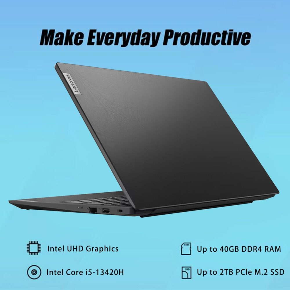 Lenovo Newest V15 Gen 4 Business Laptop, 15.6" FHD Display, Intel Core i5-13420H (Beat i7-1355U), 16GB RAM, 512GB SSD, HDMI, RJ45, Webcam, Numeric Keypad, Wi-Fi, Windows 11 Pro, Black - Image 2