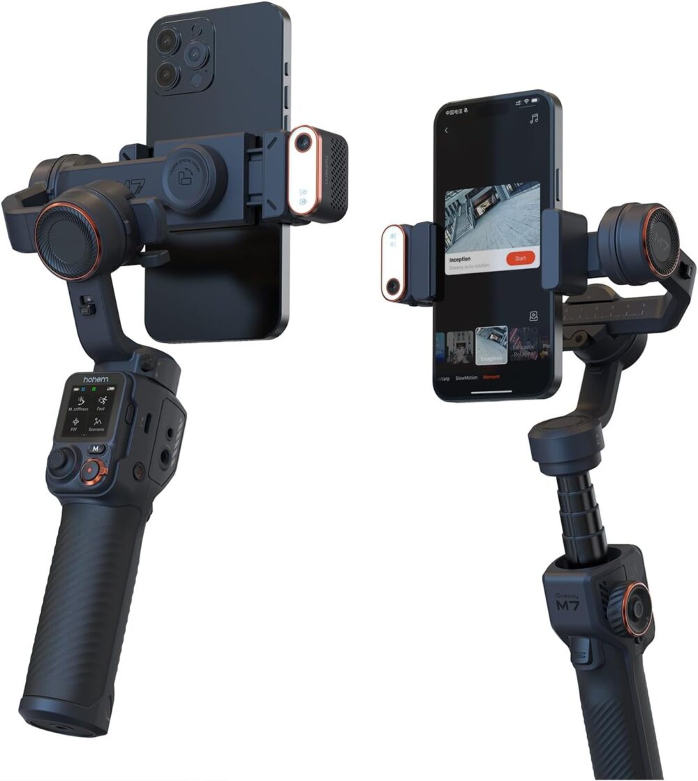 Hohem iSteady M7 Gimbal Stabilizer for iPhone,Phone Gimbal/Smartphone Gimbal w/AI Tracking,Detachable Touchscreen Remote,Extension Pole,Magnetic Fill Light for Video Recording - Hohem M6 Kit Upgrade - Image 4