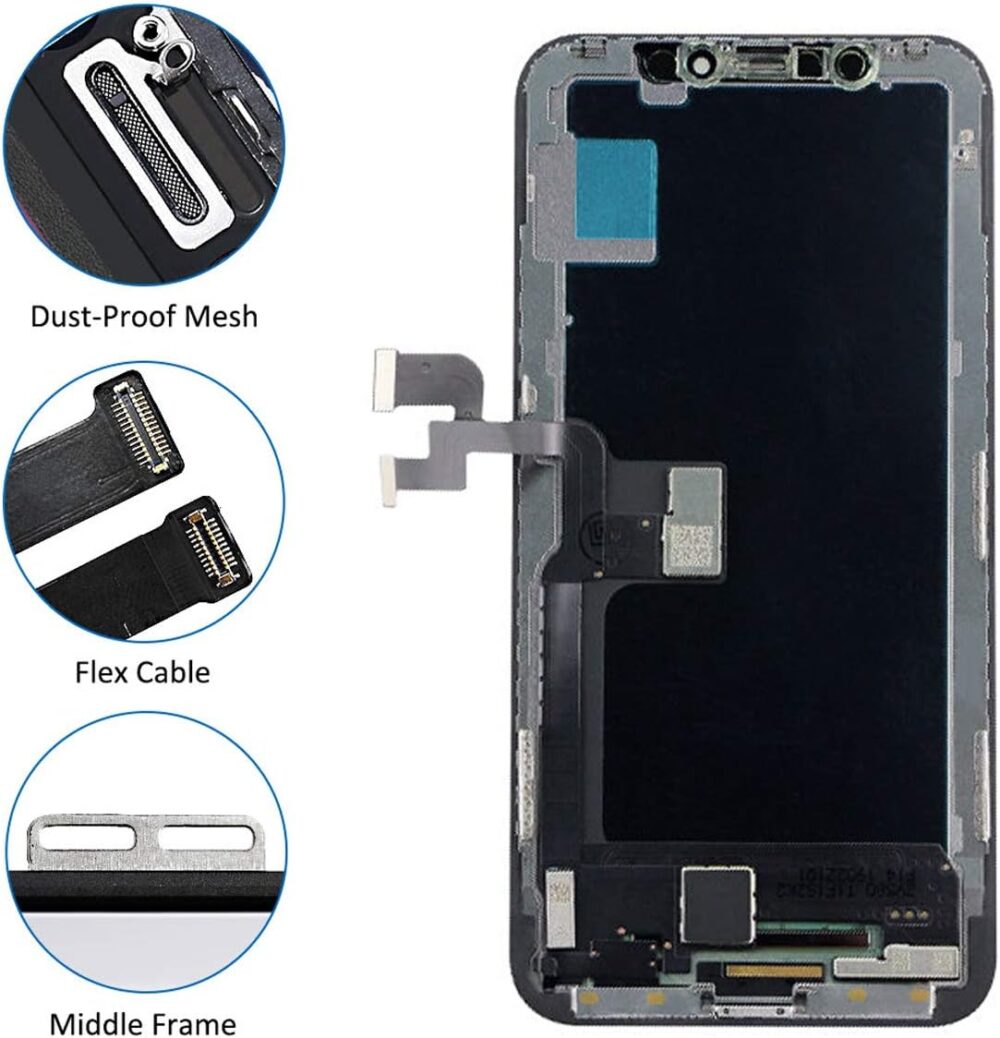 LCD Screen Replacement Kit for iPhone X 5.8 inch with 3D Touch Digitizer Frame Assembly with Repair Tools Kit in Black - Image 3