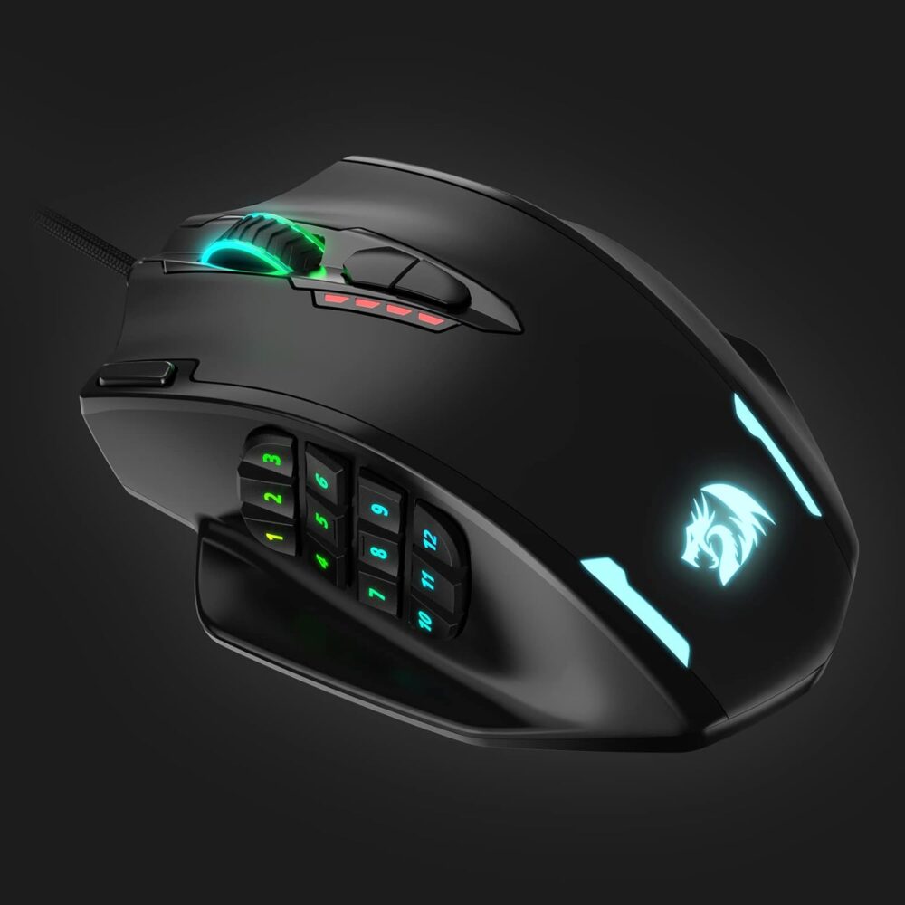 Redragon M908 Impact RGB LED MMO Mouse with Side Buttons Optical Wired Gaming Mouse with 12,400DPI, High Precision, 20 Programmable Mouse Buttons - Image 3