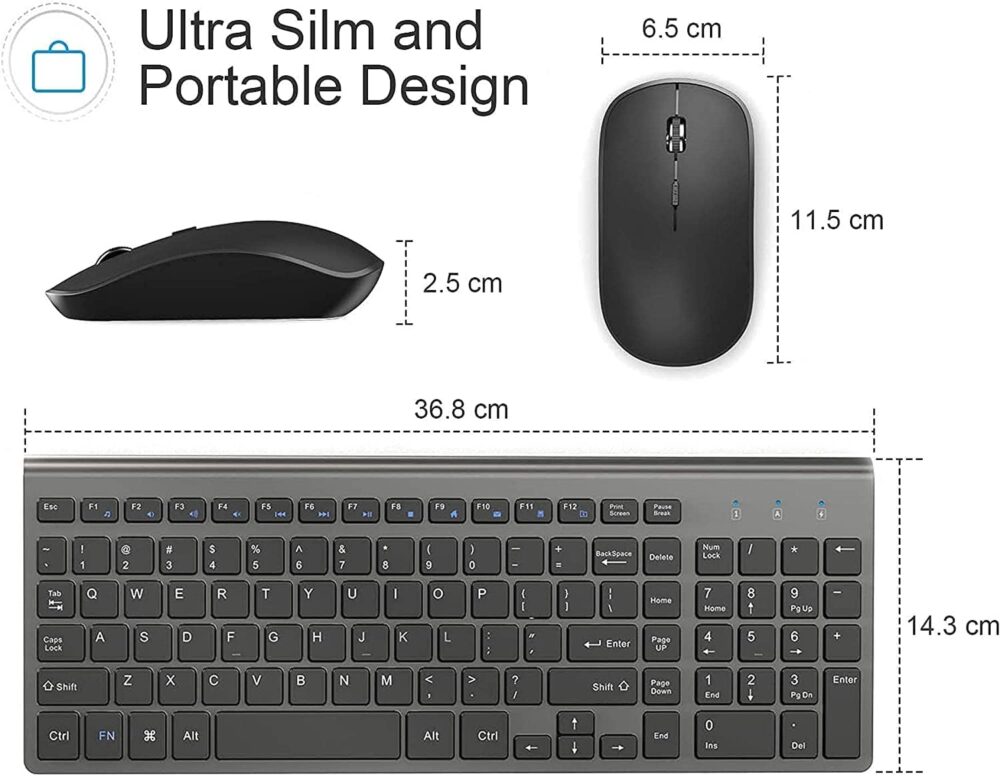 Wireless Keyboard and Mouse J JOYACCESS 2.4G Ergonomic and Slim Wireless Computer Keyboard Mouse Designed for Windows, PC, Laptop,Tablet Black Grey - Image 7