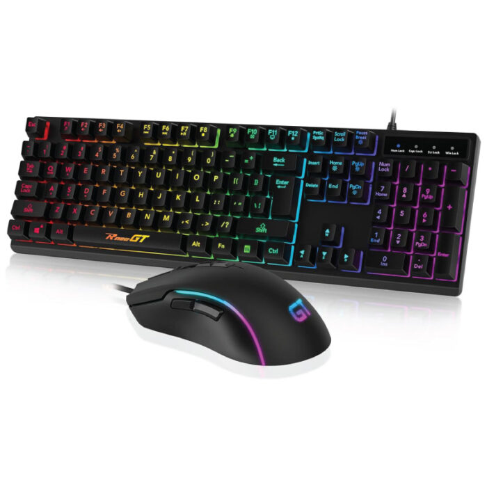 RaceGT Gaming Keyboard and Mouse Combo, USB Backlit 104 Keys Wired Keyboard Gaming, 7 Buttons 6400 DPI Gaming Mouse, Gaming Accessories Compatible with PC Laptop Computer