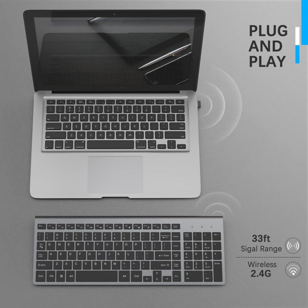 JOYACCESS Wireless Keyboard J 2.4G Slim and Compact Wireless Keyboard with Numeric Pad for Laptop, Mac Air, Apple, Computer, PC - Image 6