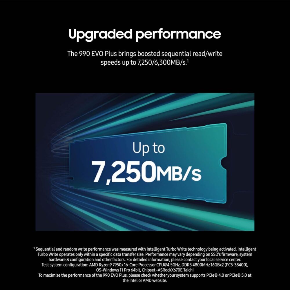 SAMSUNG 990 EVO Plus SSD 4TB, PCIe 4.0 x4 M.2 2280, Speeds Up-to 7,250MB/s, Upgrade Storage for PC/Laptops, HMB Technology and Intelligent Turbowrite (MZ-V9S4T0B/AM) - Image 3