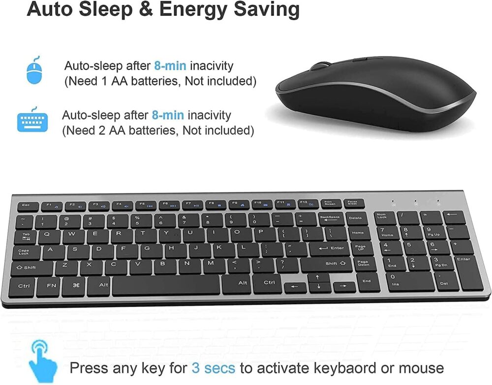 Wireless Keyboard and Mouse J JOYACCESS 2.4G Ergonomic and Slim Wireless Computer Keyboard Mouse Designed for Windows, PC, Laptop,Tablet Black Grey - Image 3
