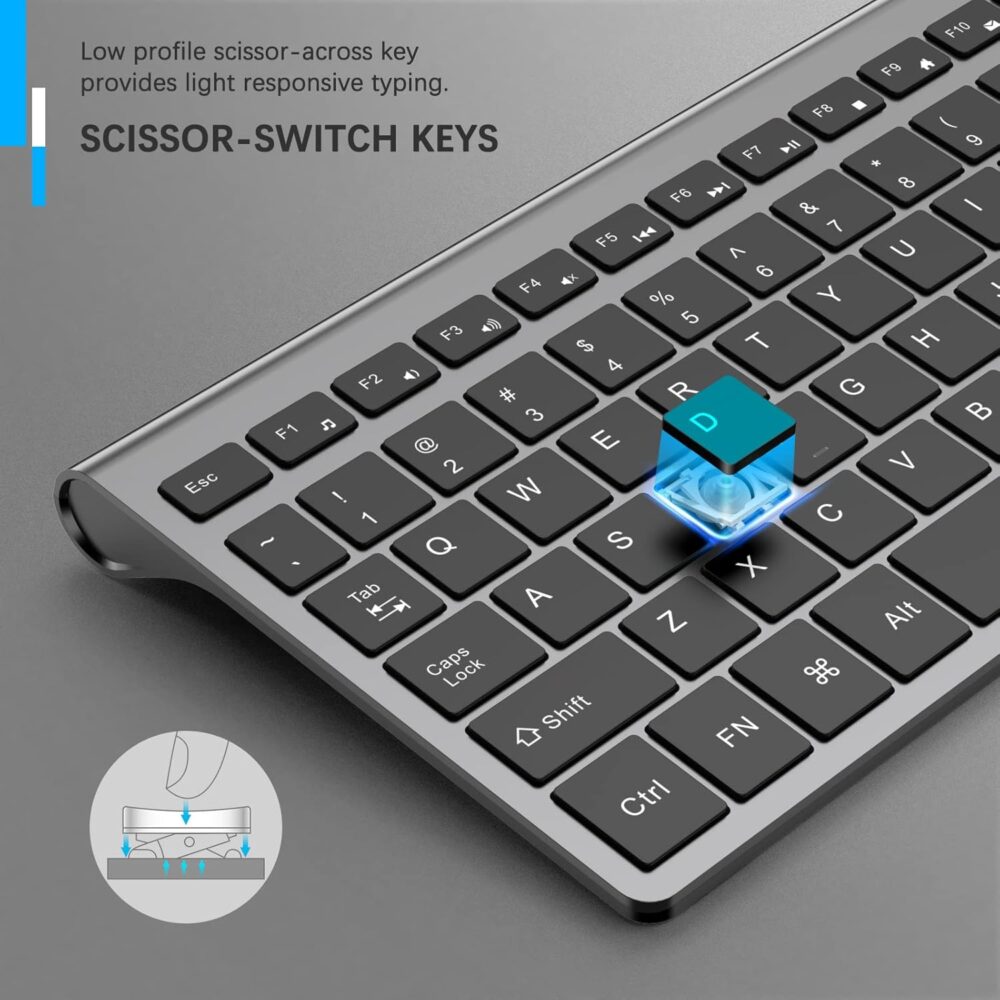 JOYACCESS Wireless Keyboard J 2.4G Slim and Compact Wireless Keyboard with Numeric Pad for Laptop, Mac Air, Apple, Computer, PC - Image 4