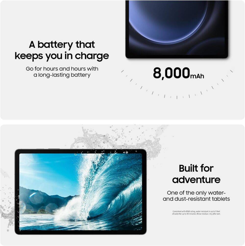 Samsung Galaxy Tab S9 FE 10.9” 128GB WiFi Android Tablet, Large Display, Long Battery Life, Powerful Processor, S Pen, 8MP Camera, Lightweight Durable Design, Expandable Storage,US Version, 2023, Mint - Image 8