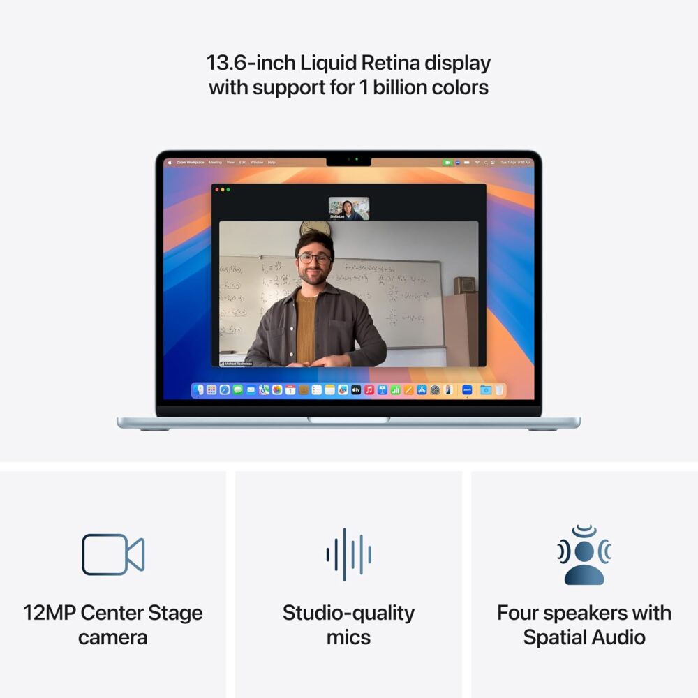 Apple 2025 MacBook Air (13-inch, Apple M4 chip with 10-core CPU and 10-core GPU, 16GB Unified Memory, 512GB) - Sky Blue;Arabic/English - Image 5