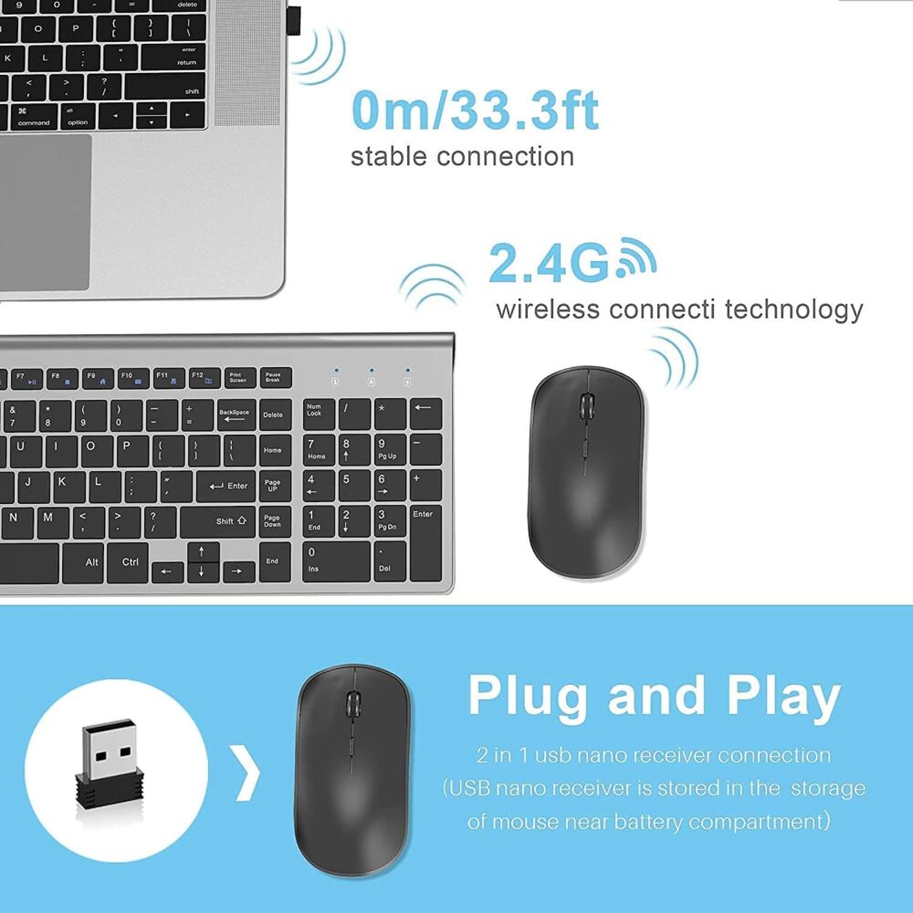 Wireless Keyboard and Mouse J JOYACCESS 2.4G Ergonomic and Slim Wireless Computer Keyboard Mouse Designed for Windows, PC, Laptop,Tablet Black Grey - Image 4