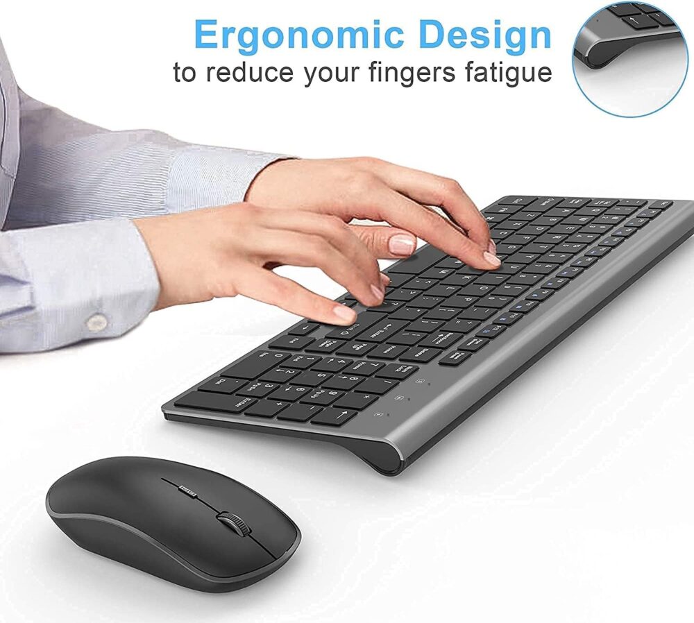 Wireless Keyboard and Mouse J JOYACCESS 2.4G Ergonomic and Slim Wireless Computer Keyboard Mouse Designed for Windows, PC, Laptop,Tablet Black Grey - Image 5