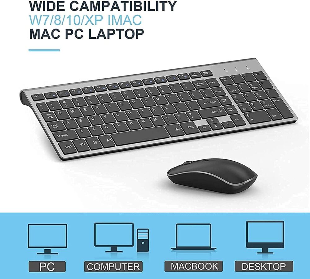 Wireless Keyboard and Mouse J JOYACCESS 2.4G Ergonomic and Slim Wireless Computer Keyboard Mouse Designed for Windows, PC, Laptop,Tablet Black Grey - Image 6